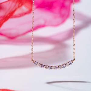 Pt950 K18YG K18PG ルビー ダイヤモンド ライン ネックレス 送料無料