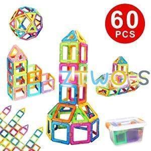 マグネットブロック 磁気おもちゃ 60PCS正方形×30個 三角形×30個立体磁気構造 想像力｜amika-st