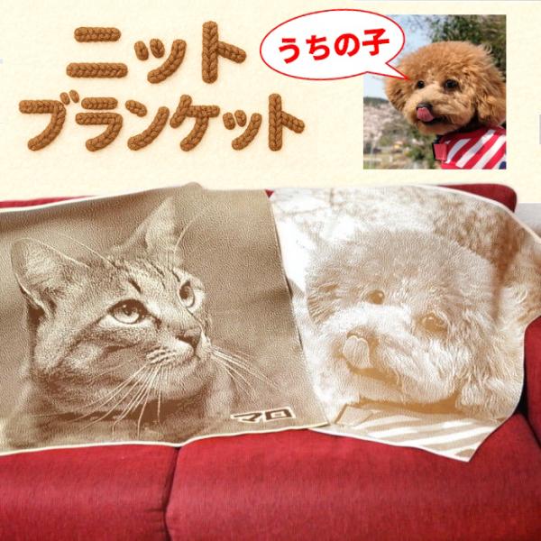 ペット 写真 ニットブランケット グッズ オーダー ペットロス メモリアル 思い出 想い出 オリジナ...