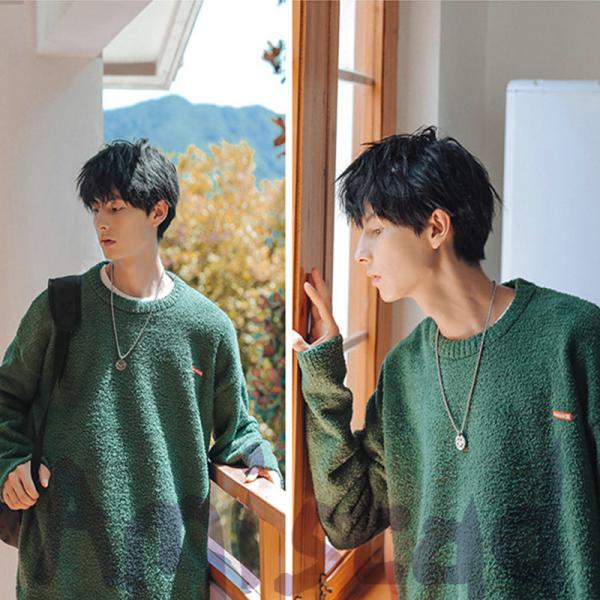 ニットセーター メンズ 丸首 長袖 トップス カジュアル シンプル ゆったり 紳士 男性用 春秋冬 ...