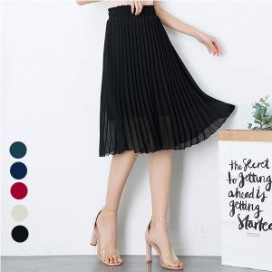スカート レディース 春 夏 プリーツスカート 膝丈 シフォン ハイウエスト Aライン フレア ミモレ 無地 ハイウエスト マキシ 通勤 30代 40代 50代