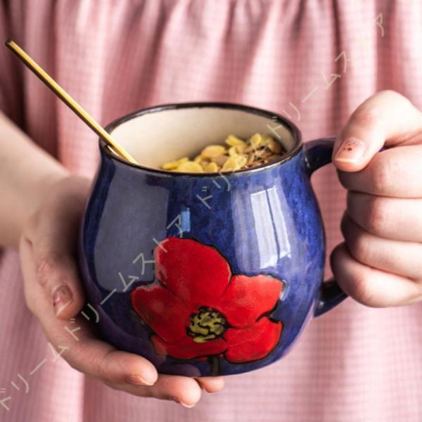 還暦祝い 女性 コーヒーカップ フラワー柄 マグカップ レトロ 陶器 花絵柄 祖母 母 誕生日 80...