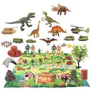 恐竜 おもちゃ フィギュア セット パズル マップ 収納袋付き トラック 車 ヘリコプター 創造できる恐竜公園 ジュラシックワールド 子供 男の子 女の子