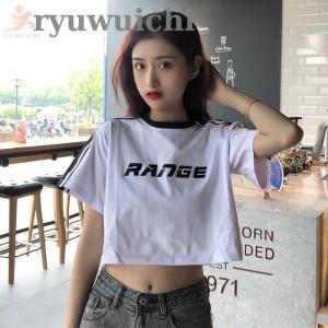 Tシャツ  レディース 半袖 夏 ショート丈 へそ出し トップス 韓国ファッション 原宿系 ヒップホップ ダンス衣装 ストリート風 カジュアル ゆるい