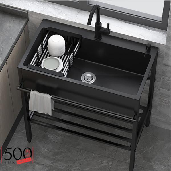 ブラック キッチン シンク ステンレス スチール シンク ガーデン シンク 業務用シンク 引き出し式...