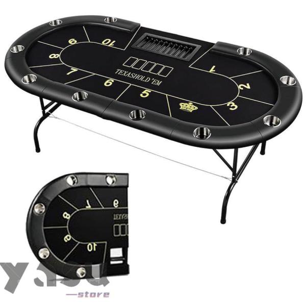 ポーカーテーブル 折りたたみ 10人用 高級 テキサスホールデムポーカーテーブル 楕円形 広い空間 ...