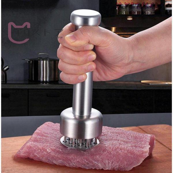 肉筋切り器 ステンレス鋼 ミートテンダライザー 肉たたき 手動ステーキハンマー とんかつ キッチン用...