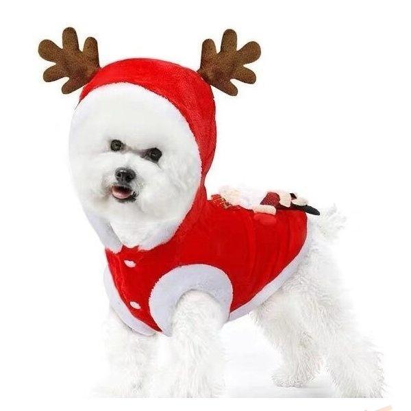 ペットクリスマス クリスマスサンタ　衣装 つなぎ 犬 秋冬服 仮装 犬 ドッグウェア 犬用 コスプレ...