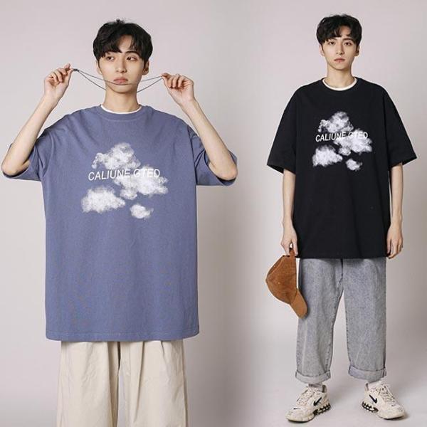 半袖 サマーTシャツ メンズ プリント クルーネック 無地 ゆったり Tシャツ ビッグ カットソー ...