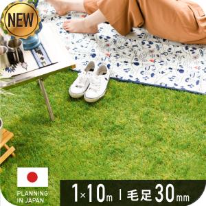 ★２年保証★ 人工芝 リアル人工芝 【幅1ｍ分×長さ10ｍ】 芝丈30mm 密度1.9倍 U字ピン 24本 付属 庭 ガーデニング ベランダ｜amj