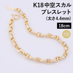 ブレスレット チェーン 中空ペーパークリップ K18 18金 k18 レディース