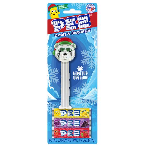 PEZ ペッツ　クリスマスシリーズ、クリスタルの白クマ、2023年版、厚足、アメリカ台紙　Chris...