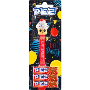 PEZ ペッツ　PEZ Treats、Happy Birthday Cupcake、赤ステム、ヨーロッパ台紙、2023年リリース｜amoju