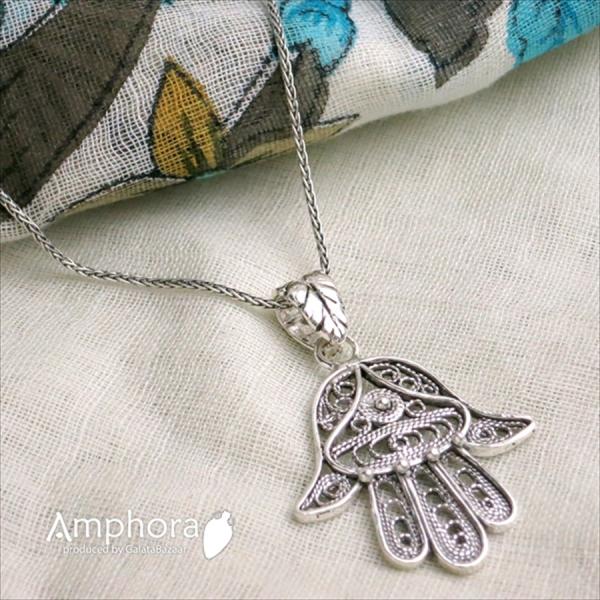 南トルコの伝統工芸テルキャリシルバー925ペンダントトップ【チェーン別売り】 手のひらモチーフ