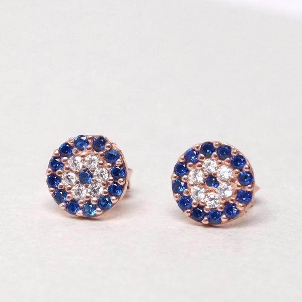 ナザルボンジュウ　シルバー925 ピアス（スタッドピアス） ラウンド コバルト ジルコン