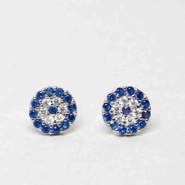 ナザルボンジュウ　シルバー925 ピアス（スタッドピアス） ラウンド コバルト ジルコン