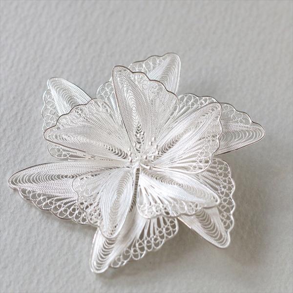 シルバーブローチ・スターフラワー　シルバー925/トルコハンドメイド　テルキャリ 銀線細工　南トルコ...