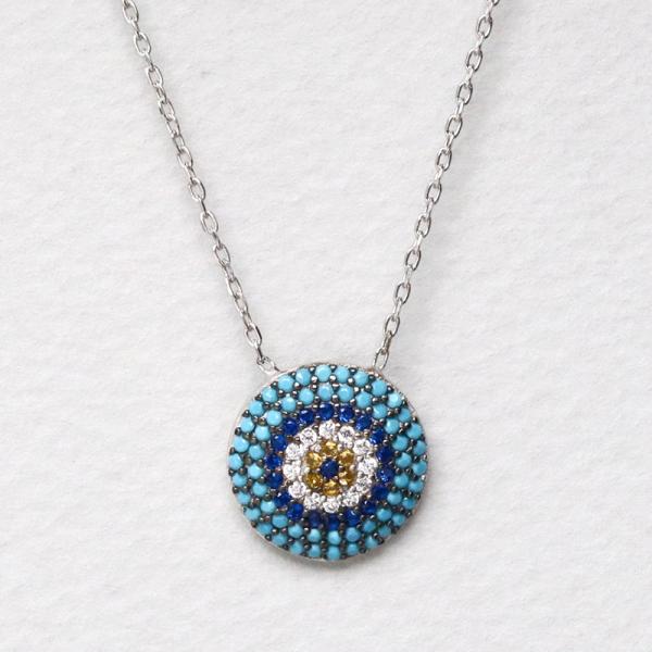 ナザルボンジュウ　シルバー925＆ジルコンペンダント ターコイズ ラウンド