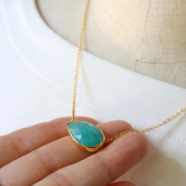 アマゾナイト ラフカットシルバーネックレス 18KGF 天然石 トルコジュエリー 色石