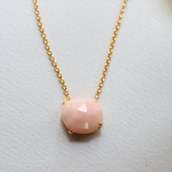 ピンクオパールラフカット シルバーネックレス 18KGF 天然石 トルコジュエリー 色石