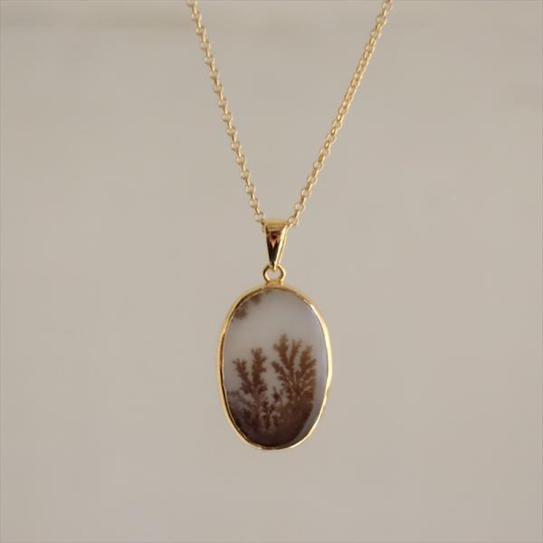 デンドライト シルバーネックレス ペンダント 天然石 樹枝状結晶 一点もの