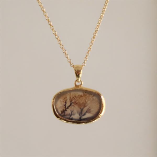 デンドライト シルバーネックレス ペンダント 天然石 樹枝状結晶 一点もの