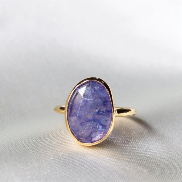 タンザナイト　シルバーリング　ラフカット 18KGF 天然石 トルコジュエリー カラーストーン