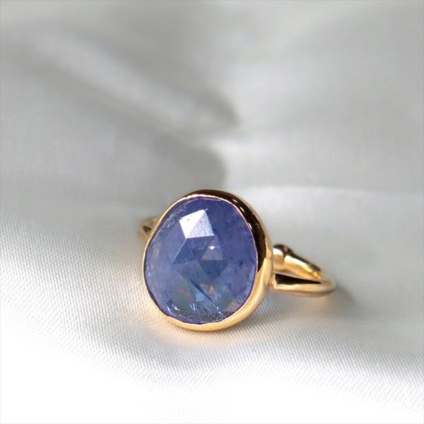 タンザナイト　シルバーリング　ラフカット　 18KGF 天然石 トルコジュエリー カラーストーン