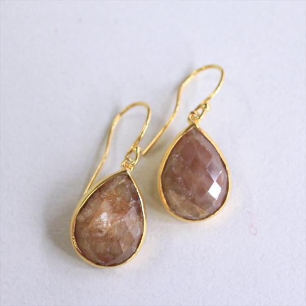 サファイア ペアシェイプピアス【現品】くすみカラー トルコジュエリー 色石 シルバー925(18kg...