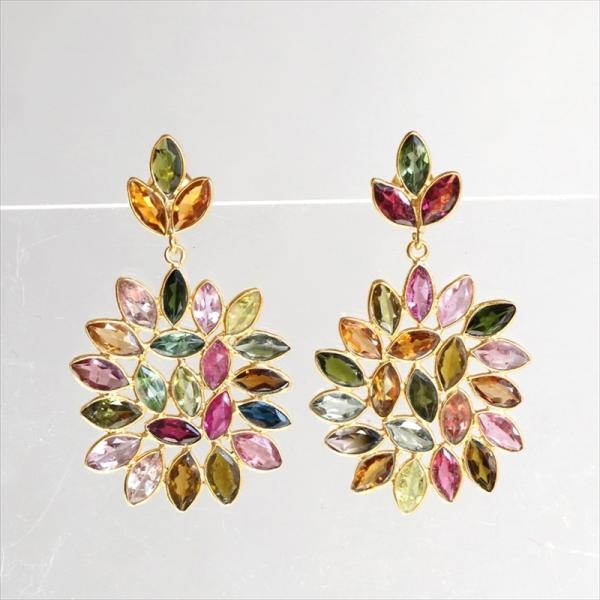 Jaipur ジャイプール 天然石シルバーピアス カラーストーン トルマリンフラワーピアス マルチカ...