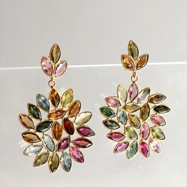 Jaipur ジャイプール 天然石シルバーピアス カラーストーン トルマリンフラワーピアス マルチカ...