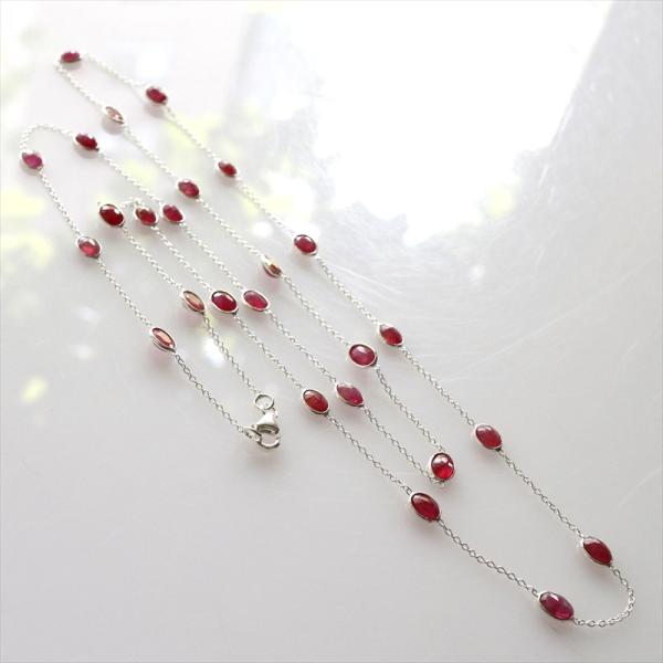ルビーロングネックレス 90cm ルビー26粒 オーバル Jaipur ジャイプールジュエリー si...