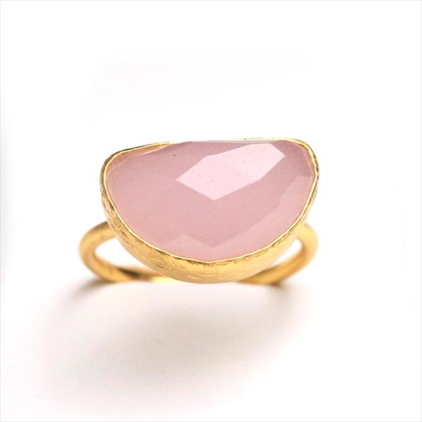 アルサメイア・リング ゴールドプレーテッド/トルコジュエリー クォータームーン・ローズクォーツ　Ro...