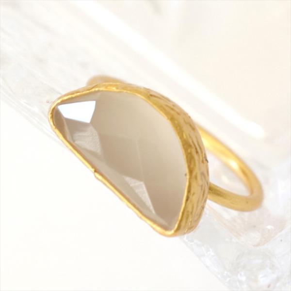 アルサメイア・リング 22kゴールドプレーテッド/トルコジュエリー クォータームーン・ホワイトカルセ...