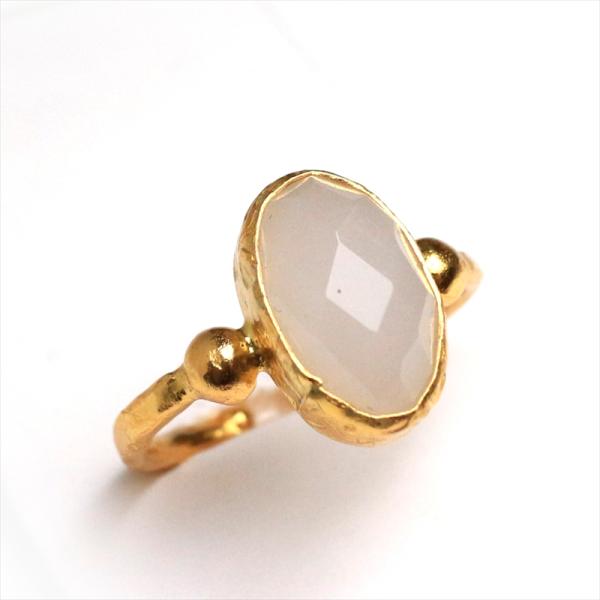 ホワイトカルセドニー 天然石リング /オーバル White Carcedony Ring アルサメイ...