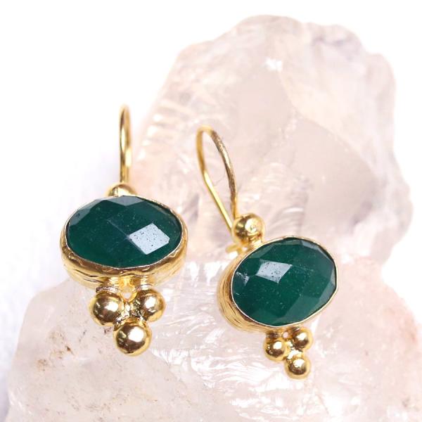 アルサメイア・ピアス ゴールドプレーテッド/トルコジュエリー グリーンジェイド Jade