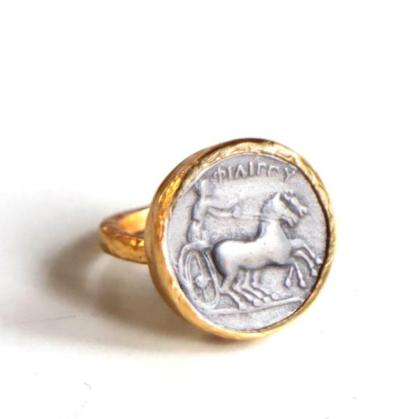 コイン リング ギリシャ神話  馬車に乗る皇帝  オールハンドメイド K22GP