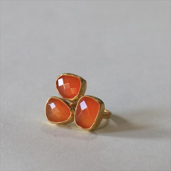 カーネリアン リング 3ストーン アルサメイア　トルコジュエリー ３つの石