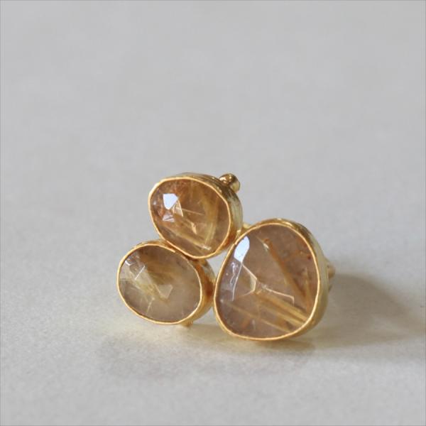 ルチルクォーツ リング 3ストーン アルサメイア　トルコジュエリー ３つの石