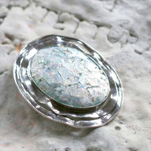 The Roman Glass Company ローマングラス/ブローチ 銀化した古代ガラス（パティ...