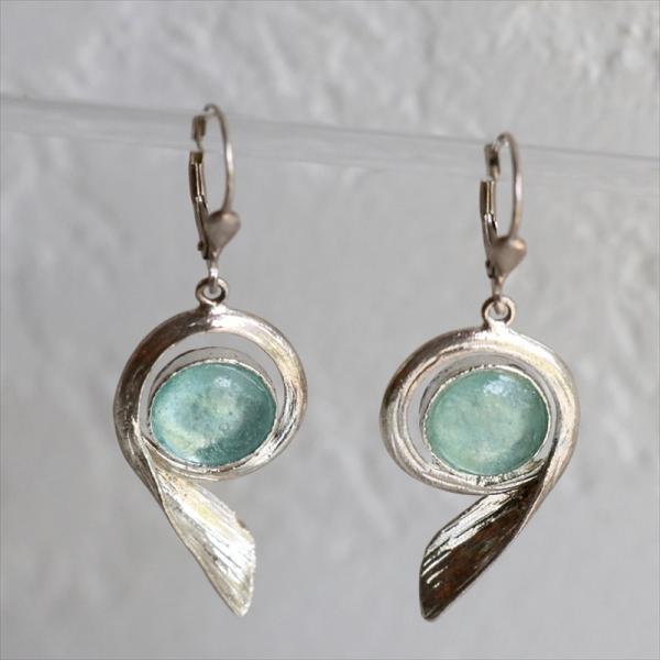 ローマングラス・イスラエル出土/ピアス 古代ガラス&amp;シルバー The Roman Glass Com...