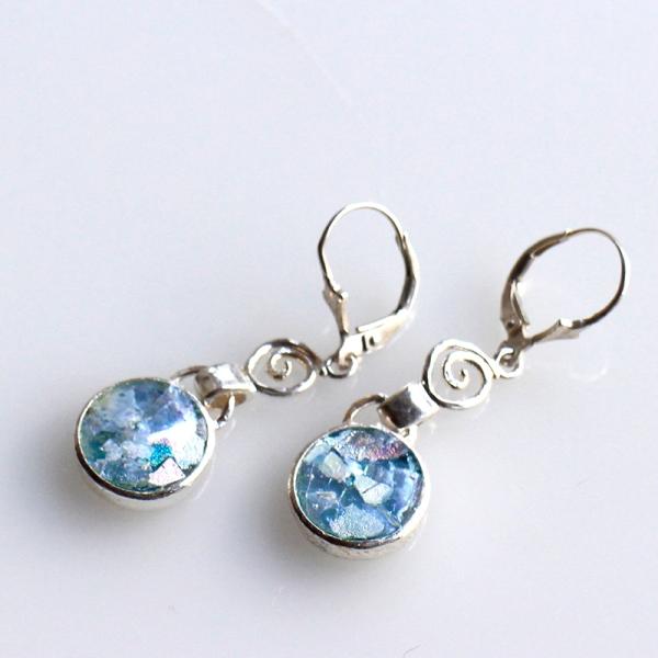 The Roman Glass Company,Israel ローマングラス＆シルバーピアス 銀化し...