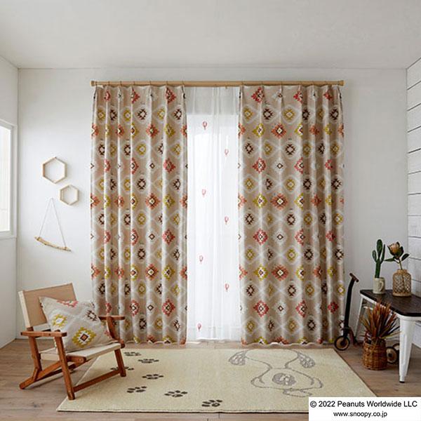 【送料無料】 既製カーテン PEANUTS EDTION.4 スヌーピー 遮 光 シアー 安価 3サ...