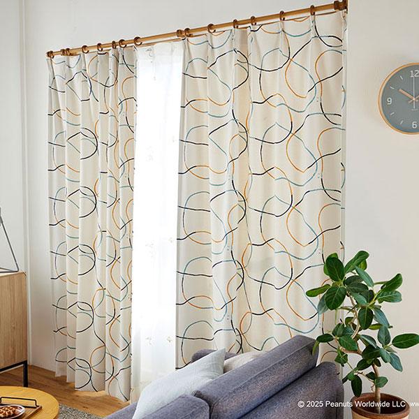 【送料無料】 既製カーテン PEANUTS EDTION.4 スヌーピー 遮 光 シアー 安価 3サ...