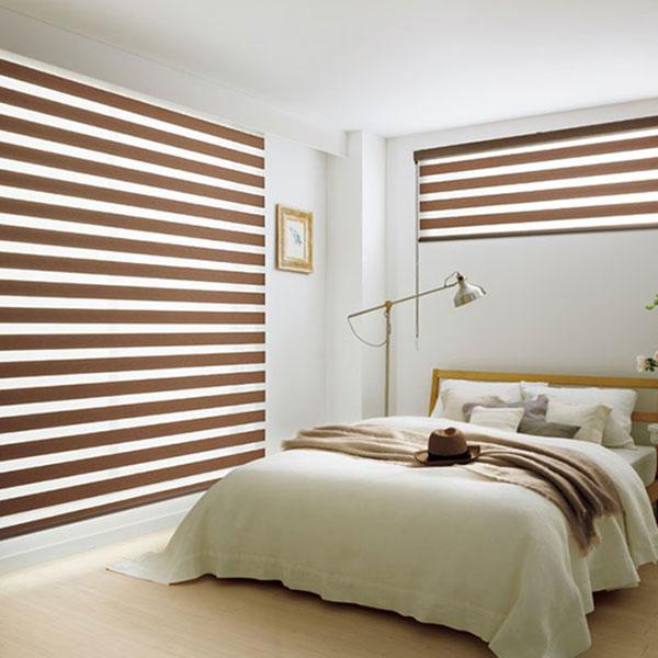 調光ロールスクリーン タチカワブラインド ダンテ デュオレ  防炎 木目調フレーム