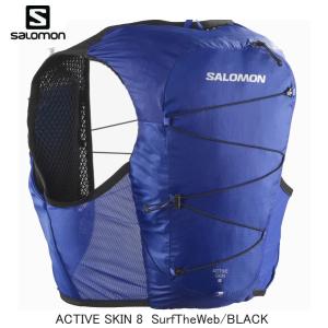 サロモン バックパック 23SS SALOMON ACTIVE SKIN 8 SurfTheWeb Black フラスク付き アクティブスキン トレイルランニング ユニセックス｜ams-doing