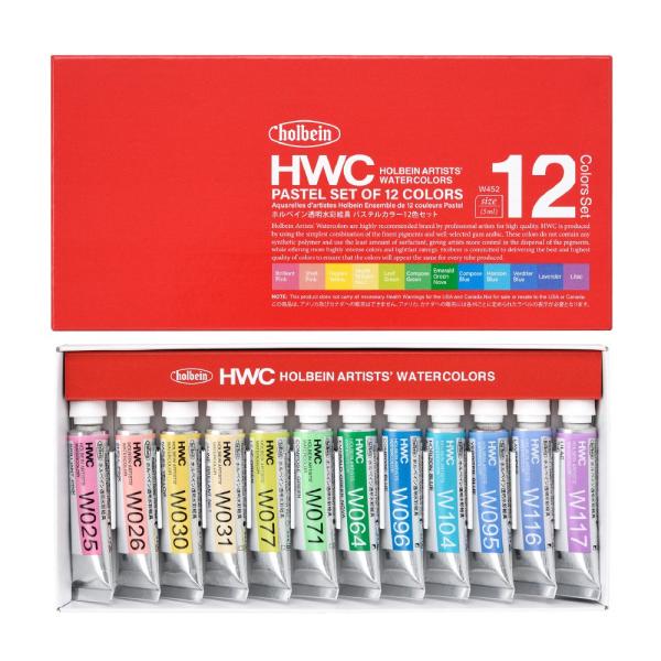 ホルベイン HOLBEIN 透明水彩絵具 5ml W452 パステルカラー 12色セット 絵の具セッ...