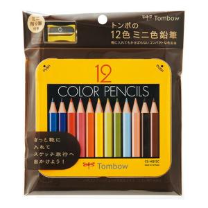 トンボ Tombow 色鉛筆 ミニ色鉛筆12色NQ 丸軸 全長82mm 缶入り ミニ削り器付き BCA-151｜amugis-official