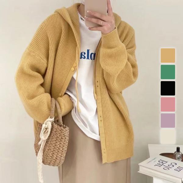 フード付きカーディガン 秋 冬 韓国ファッション 10代 20代 30代 レディース 可愛い 大人カ...