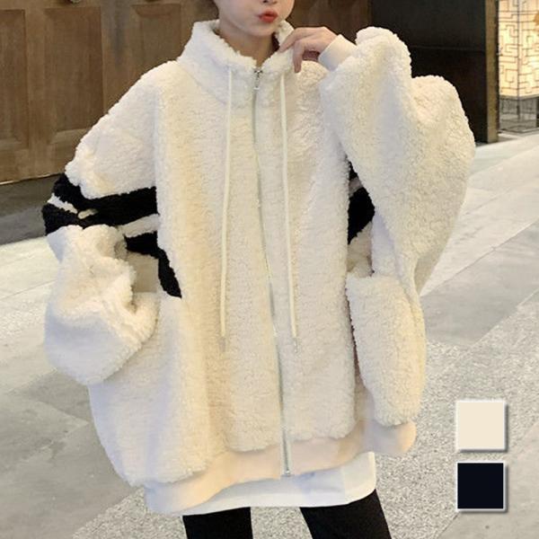 オーバーサイズボアブルゾン レディース 10代 20代 30代 韓国ファッション カジュアル 可愛い...